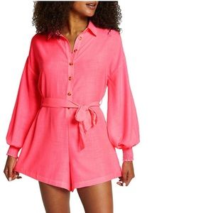 River Island Bubblegum Pink Long Sleeve Coverup Romper